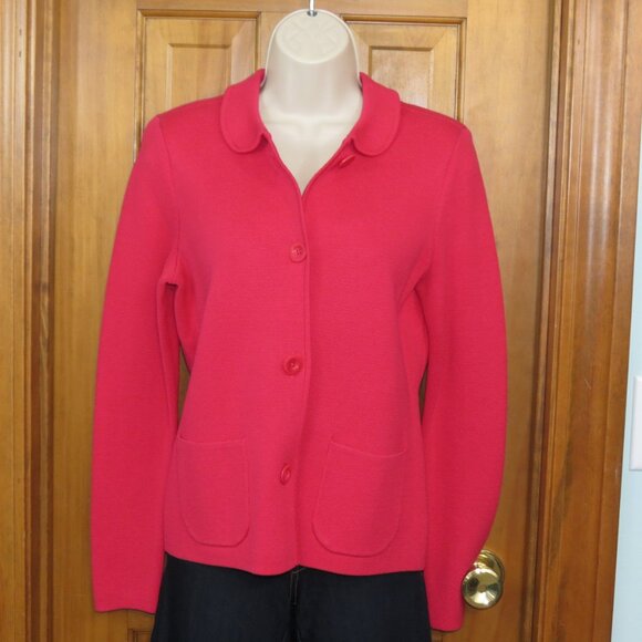 Talbots Hot Pink Knit Sweater Blazer Size Petite Small - Picture 1 of 12